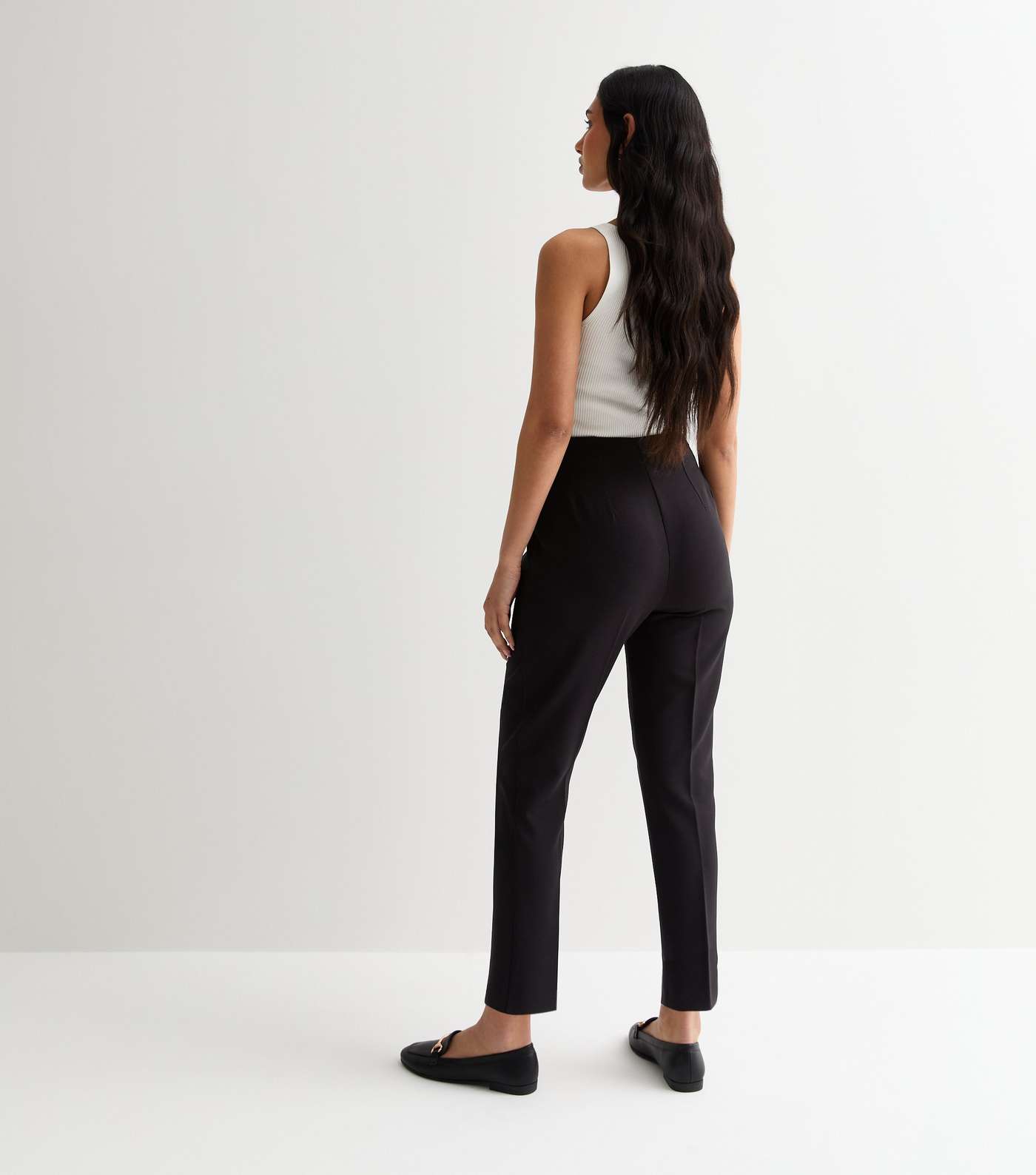 Black Stretch Tailored Tapered Trousers  Image 4