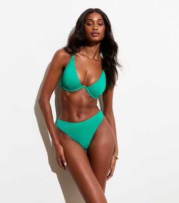 Green Textured Bikini Briefs
