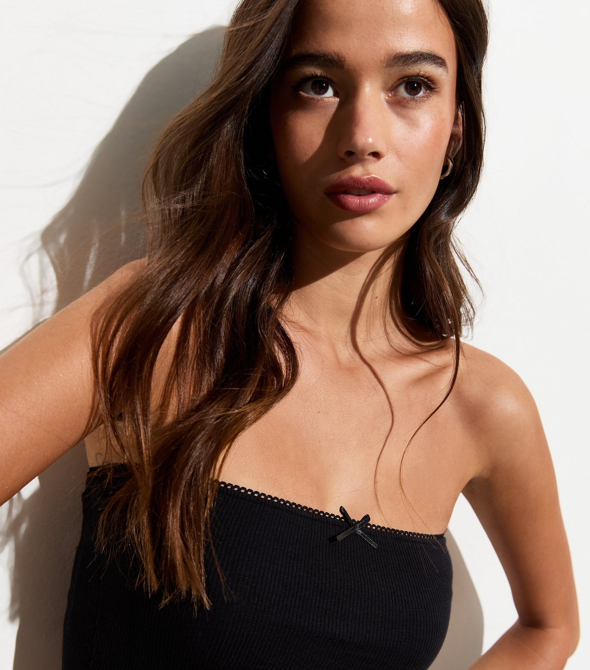 Women's Black Bow Detail Bandeau Top New Look