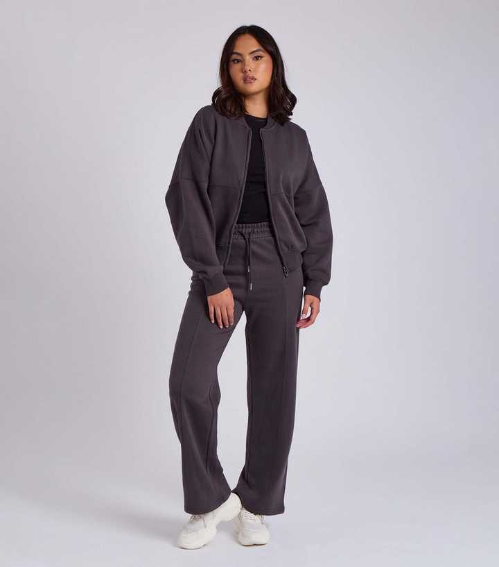 Urban Bliss Grey Zip Bomber and Wide Leg Jogger Set 
