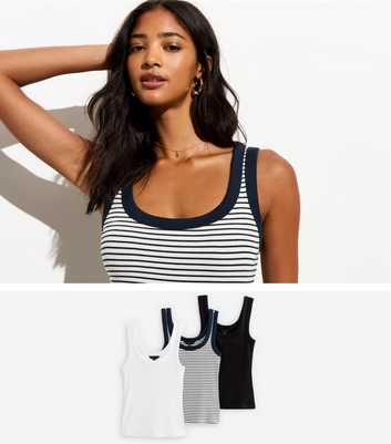 Multipack of 3 Ribbed Jersey Vest Tops