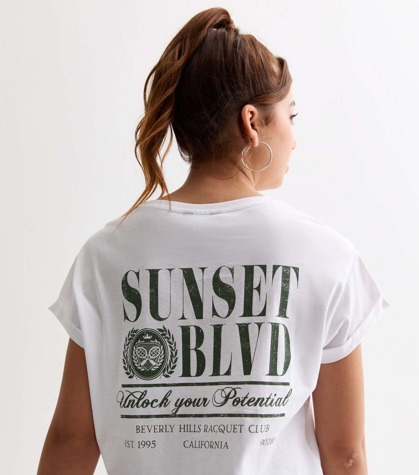 White Cotton Sunset Blvd Slogan T-Shirt Image 4