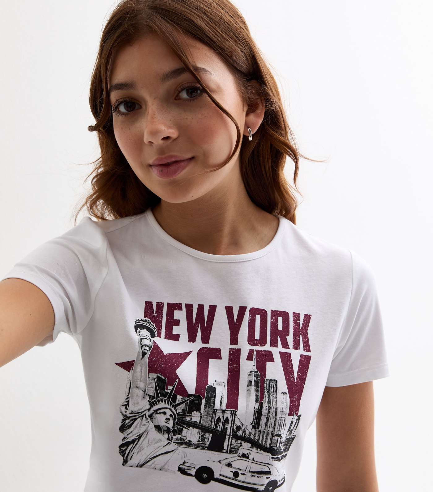 Girls White NYC Print Baby T-Shirt Image 2