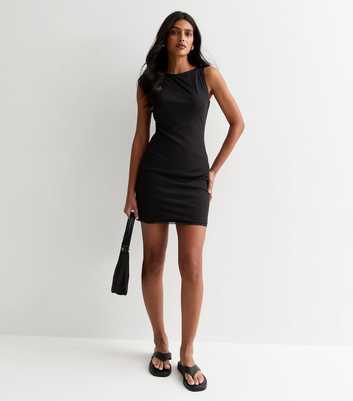 Black Mesh Sleeveless Mini Dress