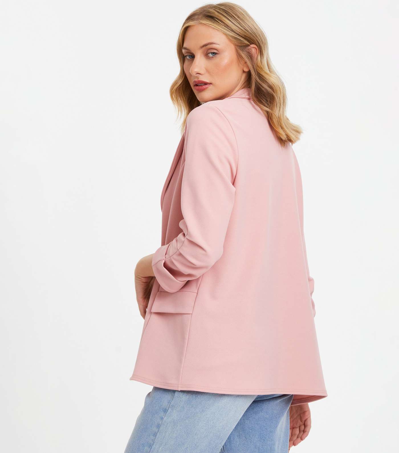 QUIZ Pink Ruched Sleeve Blazer Image 3