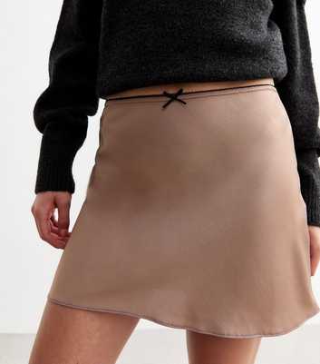 Light Brown Satin Mini Skirt