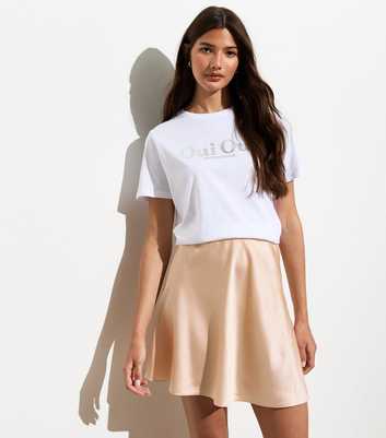 Cream Satin Mini Skirt