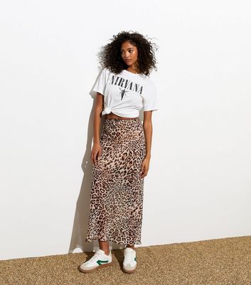 Chiffon leopard midi skirt hotsell