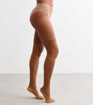 Tan Lace Trim Hold Up Tights