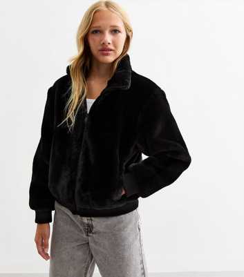 Girls Faux Fur Zip-Up Coat