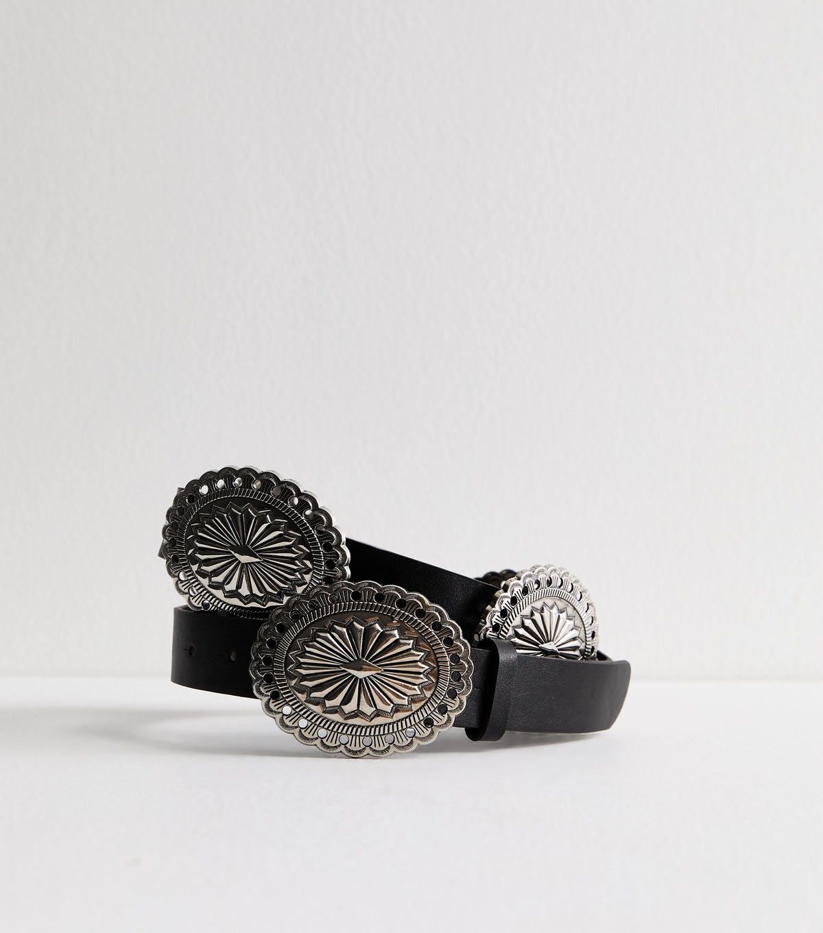 Black Leather-Look Metal Buckle Belt New Look