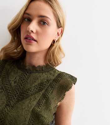 ONLY Olive Short Sleeve Lace Top