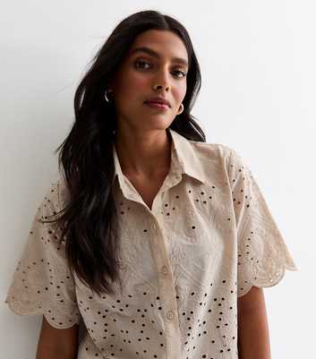 ONLY Stone Embroidered Cotton Short Sleeve Shirt