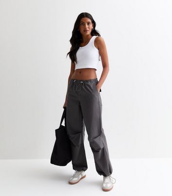 ONLY Dark Grey Parachute Trousers New Look