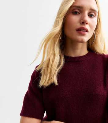 Burgundy Soft Knit Short Sleeve Jumper