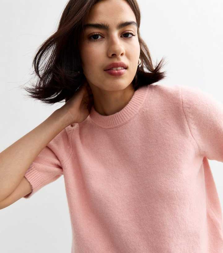 Pink Soft Knit Short Sleeve Knit Top 