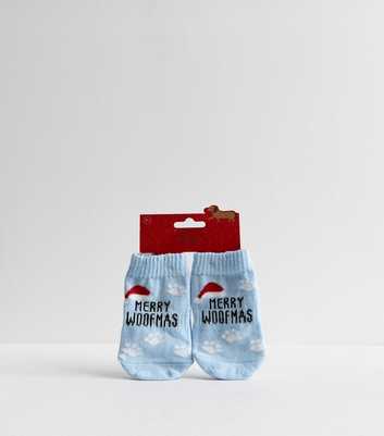 Blue Merry Woofmas Christmas Dog Socks