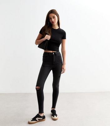 Washed Black Hallie Disco Ripped Super Skinny Jeans