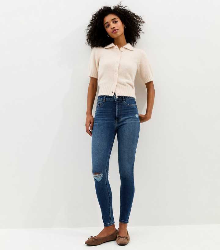 Blue Hallie Disco Ripped Super Skinny Jeans