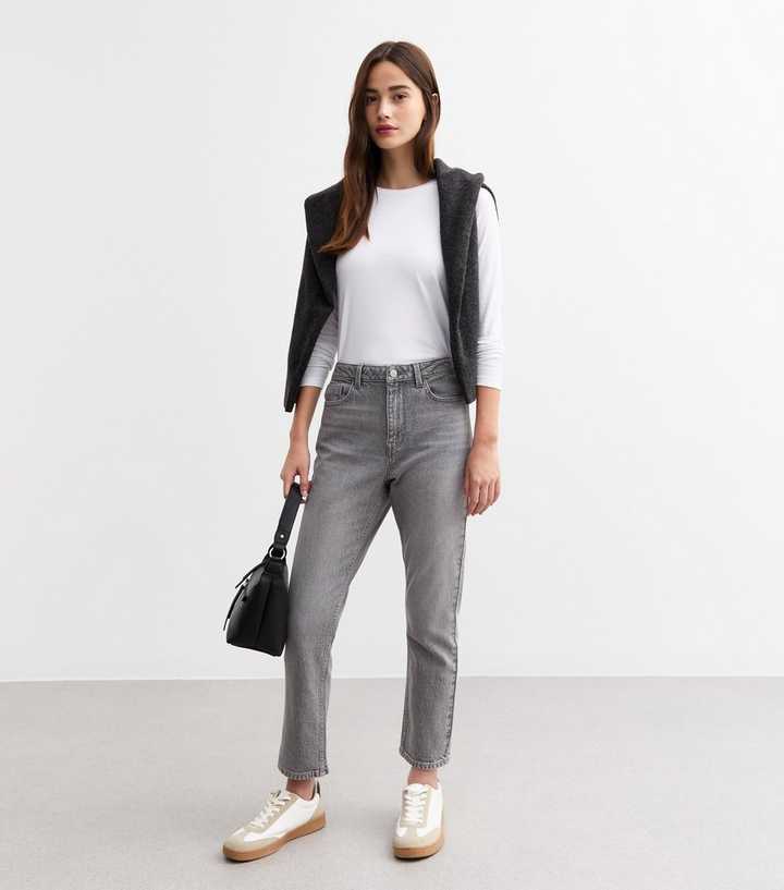 Grey Hannah Ankle Grazer Straight Leg Jeans