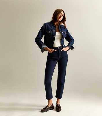 Navy Hannah Ankle Grazer Straight Leg Jeans