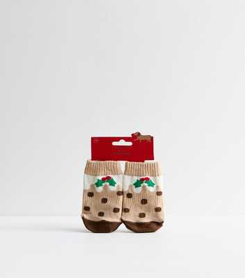 Brown Christmas Pudding Dog Socks