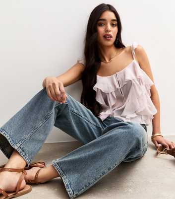 Blue Vintage Tint Low Rise Wide Leg Jeans