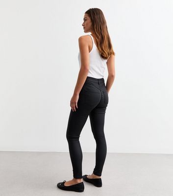Petite Black Coated Jeggings