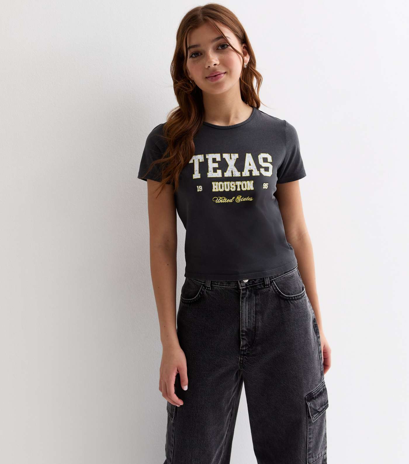 Dark Grey Texas Slogan Baby T-Shirt Image 2