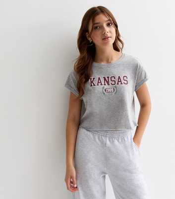 Grey Kansas Slogan T-Shirt