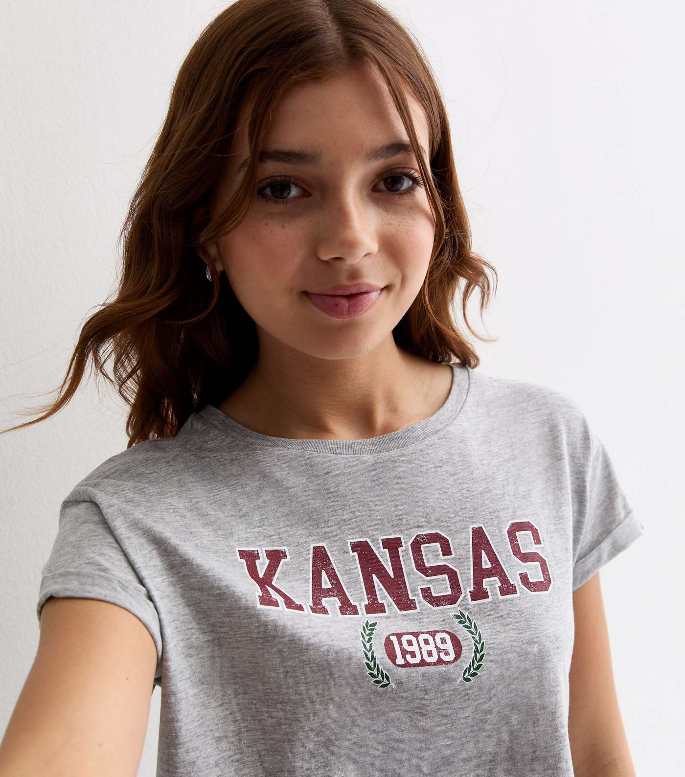 Grey Kansas Slogan T-Shirt Image 2
