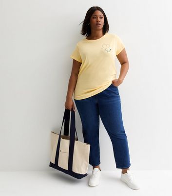 Curves Yellow Bee Free Cotton T-Shirt New Look
