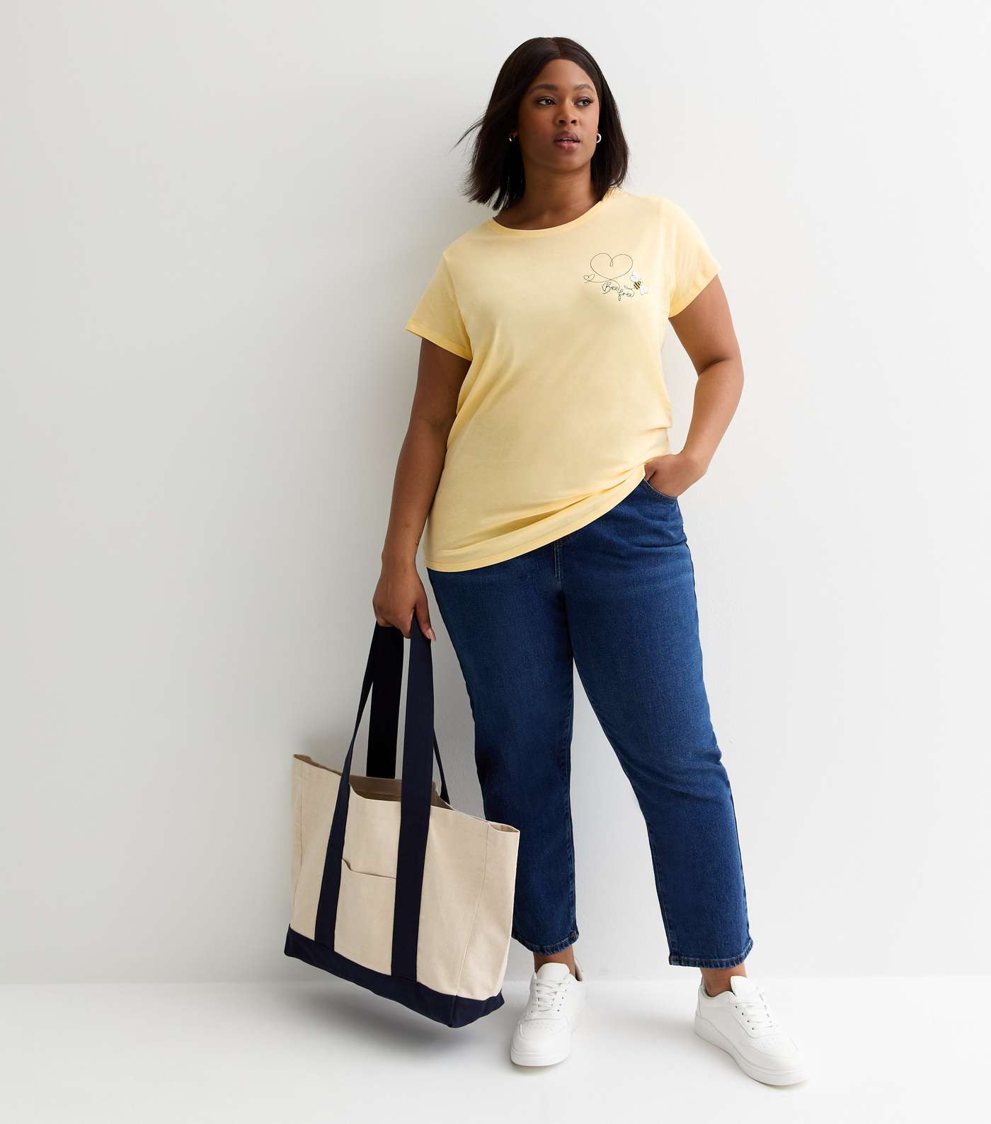 Curves Yellow Bee Free Cotton T-Shirt  Image 3