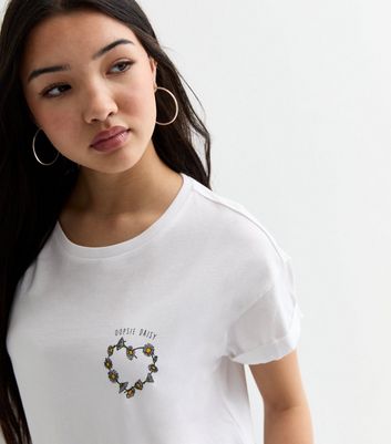Girls White Oopsie Daisy Cotton T-Shirt New Look