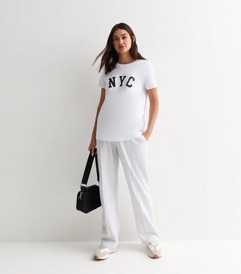 Maternity White NYC Print Cotton T-Shirt New Look
