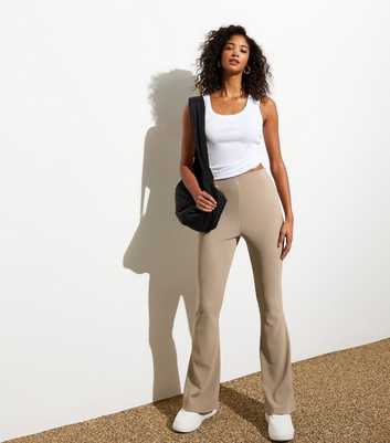 Light Brown Ribbed Flared Trousers