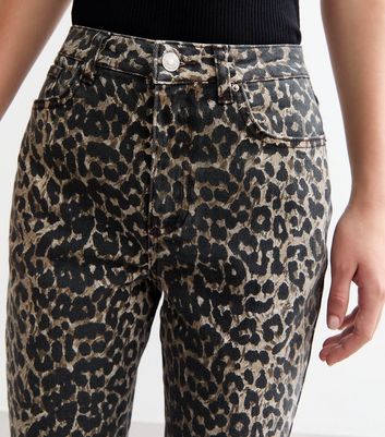 Good American Good Waist 2024 Leopard Print Brown and Black High Rise Jeans 4 / 27