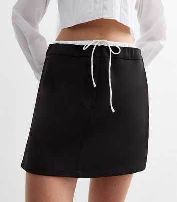 Black Boxer-Waist Mini Skirt 