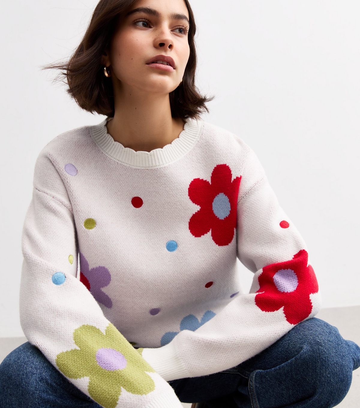 Women's Multicoloured Floral Jacquard Jumper Sunshine Soul New Look