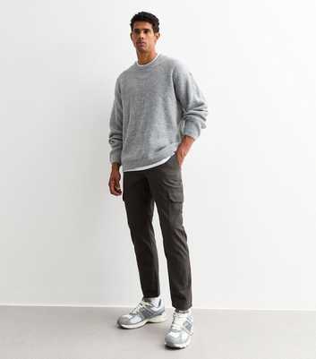 Dark Grey Tapered Cotton Cargo Trousers