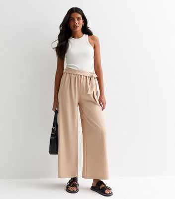 Gini London Camel Elasticated Tie Waist Trousers