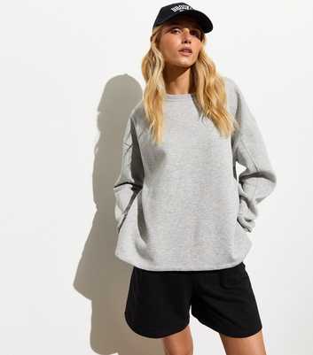 Grey Split-Hem Oversized Sweatshirt 