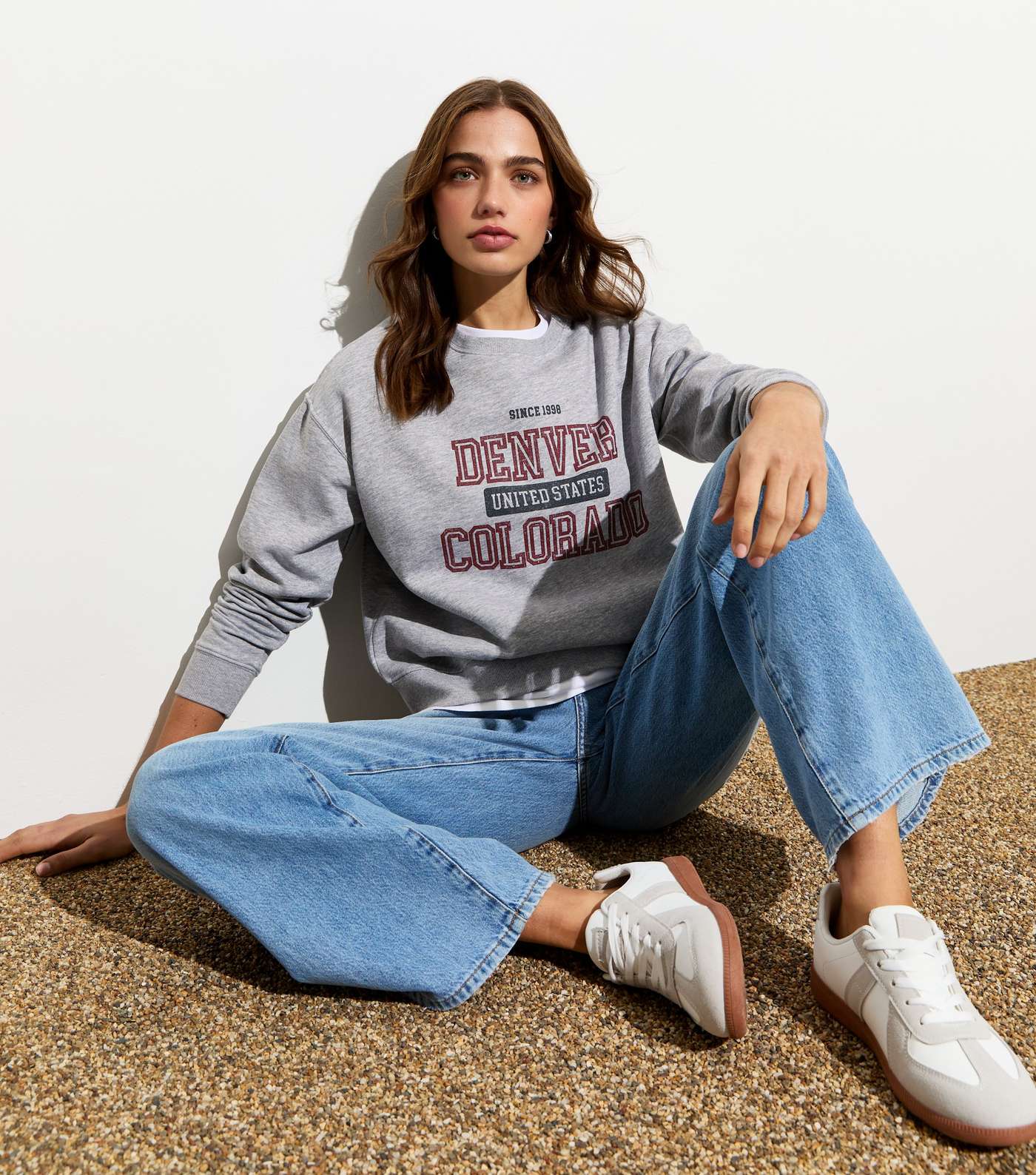 Grey Cotton Denver Colorado Print Sweatshirt Image 2