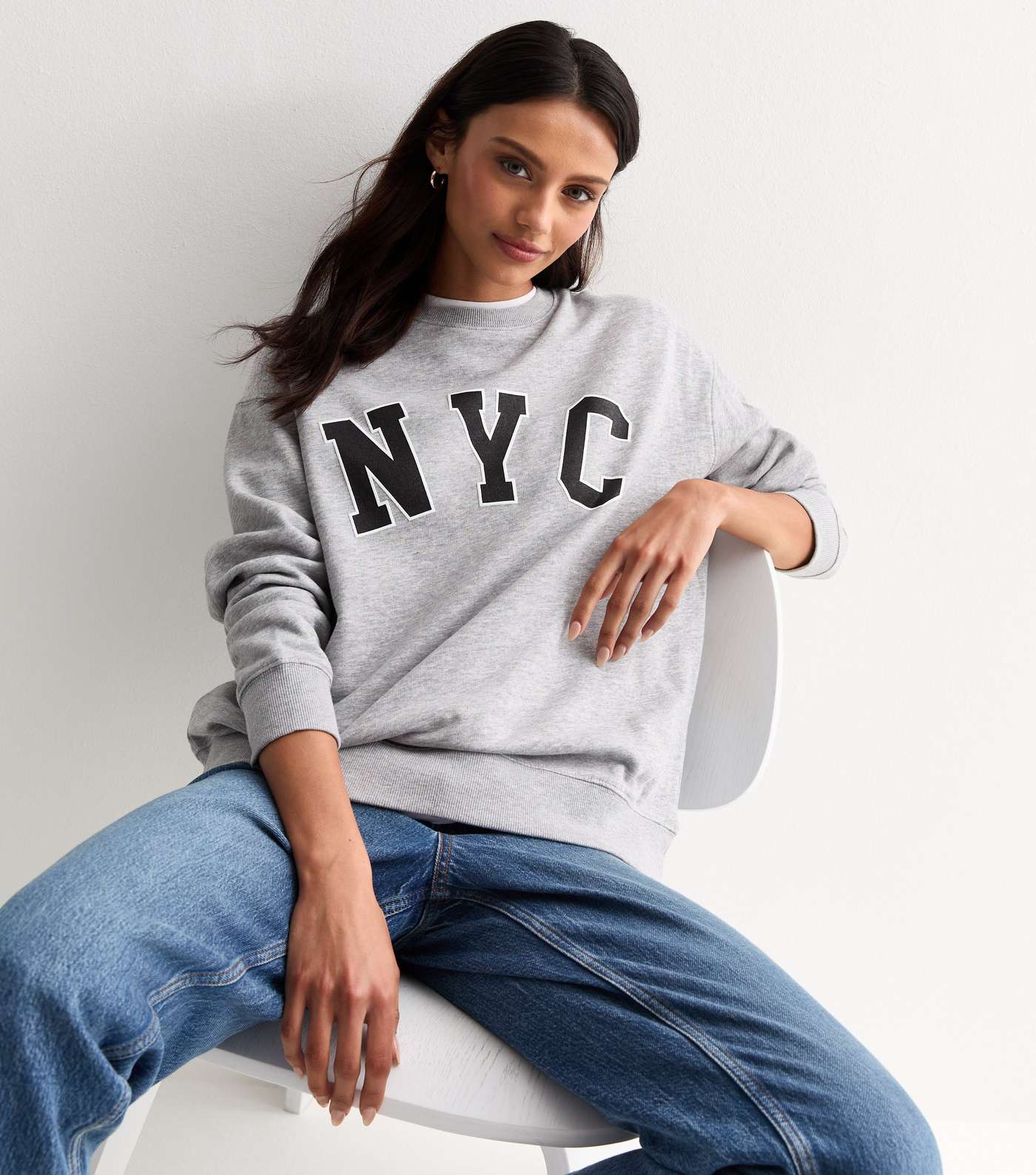 Grey NYC Print Cotton Sweatshirt Image 3