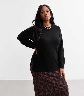 Curves Black Crew Neck Jumper