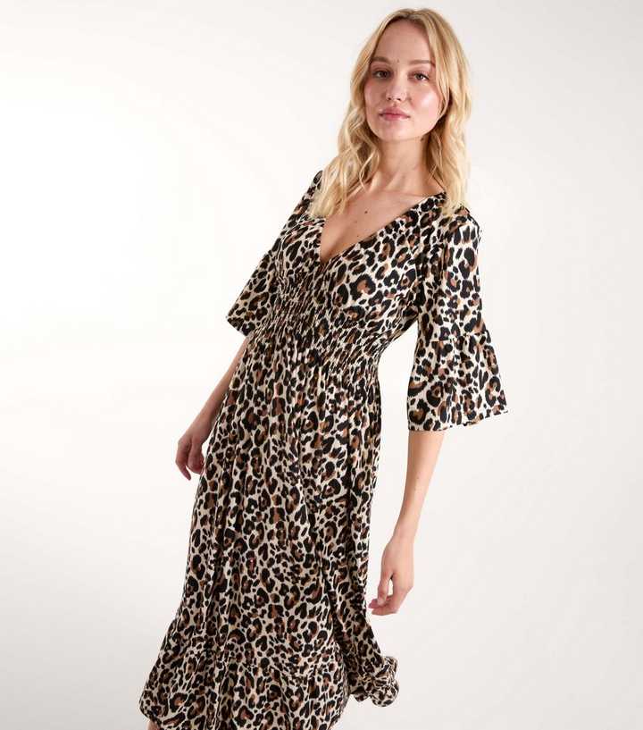 pretty little thing leopard midi dress Pretty Little Red Leopard Midi Dress Brown Leopard Red Leopard Print Dress  Pretty Little Thing Pretty