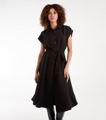 Blue Vanilla Black Utility Shirt Midi Dress New Look