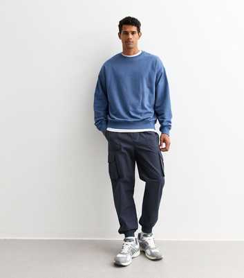 Navy Oversized Cotton Ripstop Cargo Trousers