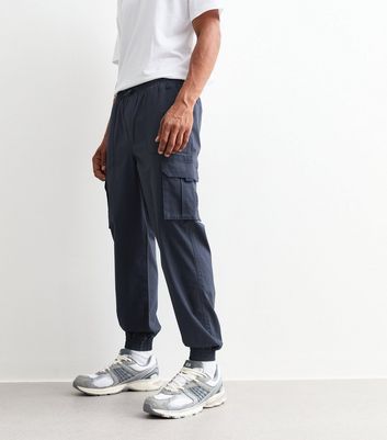 Men's Navy Oversized Cotton Ripstop Cargo Trousers New Look