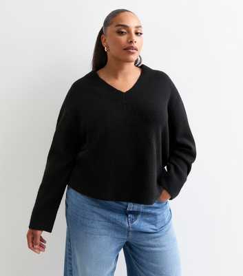 Curves Black V-Neck Jumper